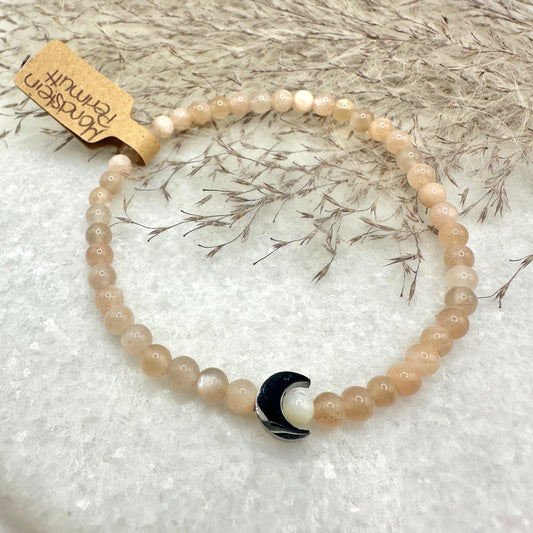 Armband Mondstein und Perlmutt (AE030)
