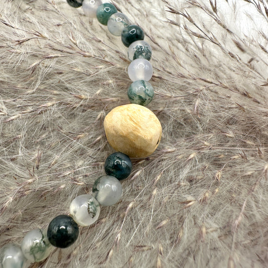 Baumperlen-Armband mit Moosachat (AE013)
