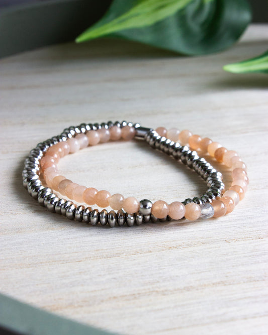 Layering Armband | Mondstein | Silber | Edelstahl | AE107