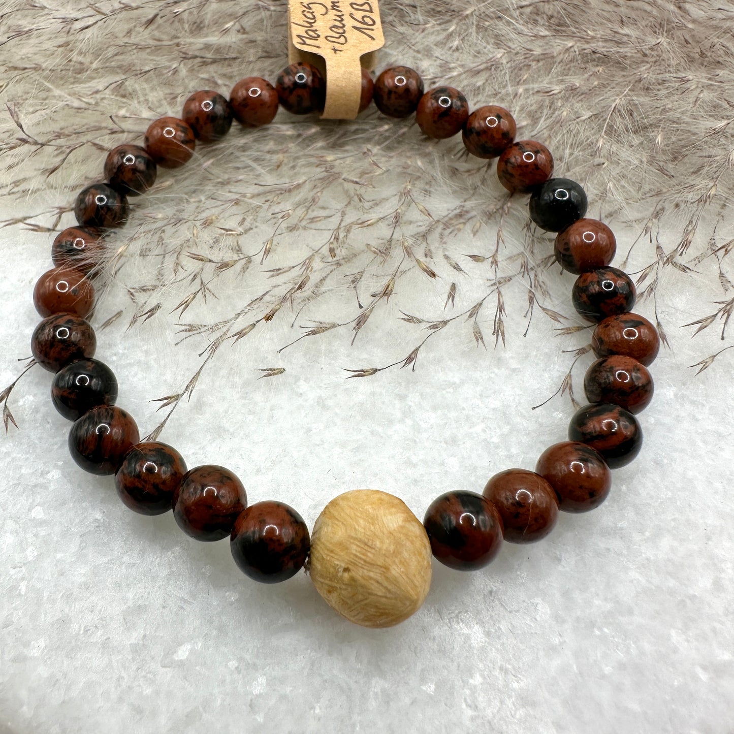 Baumperlen-Armband mit Mahagoni Obsidian (AE010)