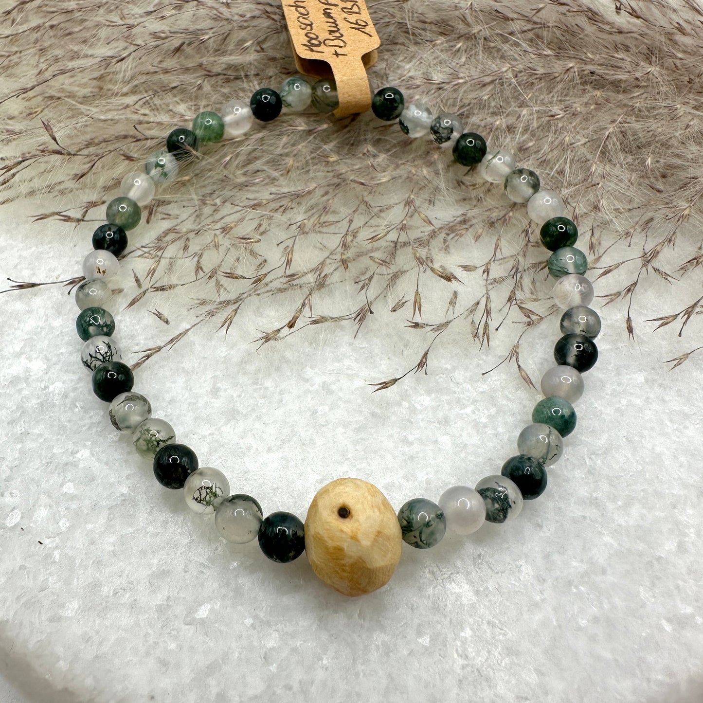 Baumperlen-Armband mit Moosachat (AE013)