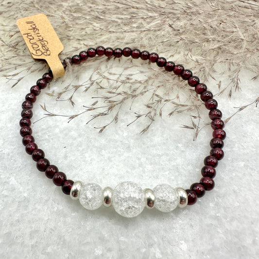 Armband Bergkristall und Granat (AE082)