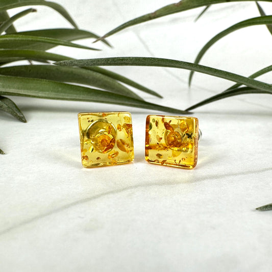 Bernstein Ohrringe Vierecke 8BV