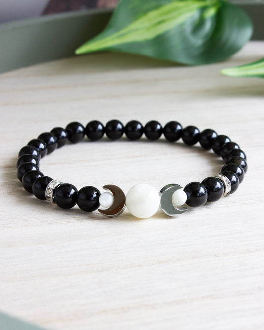 Armband | Mondphasen | Perlmutt & Turmalin | Edelstahl | AE111