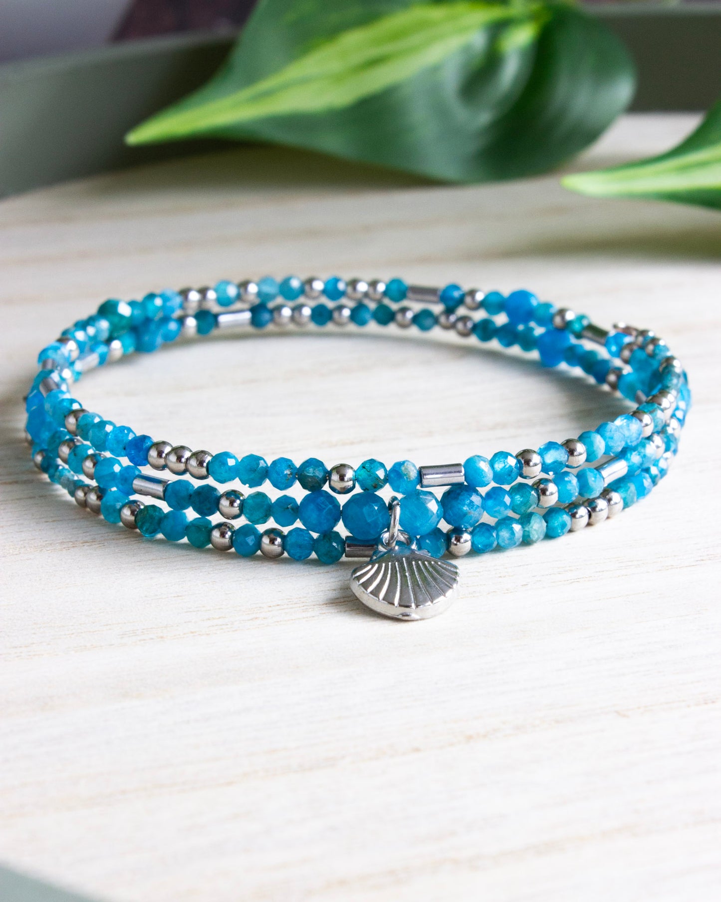 Wickelarmband "Seashell" | Apatit | Silber | Edelstahl | AW002