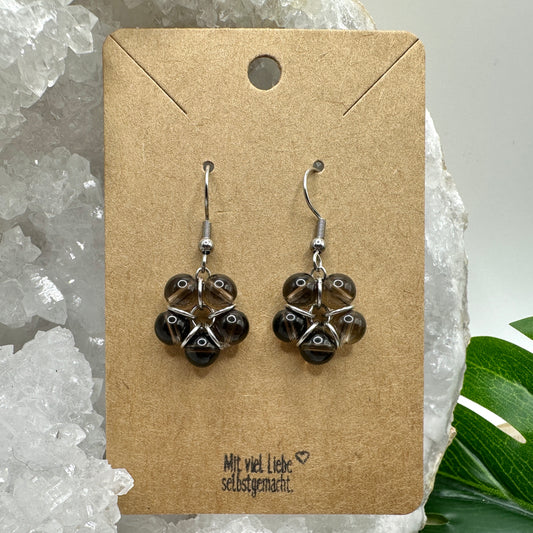 Ohrhänger Perlenblume Rauchquarz (OS018)