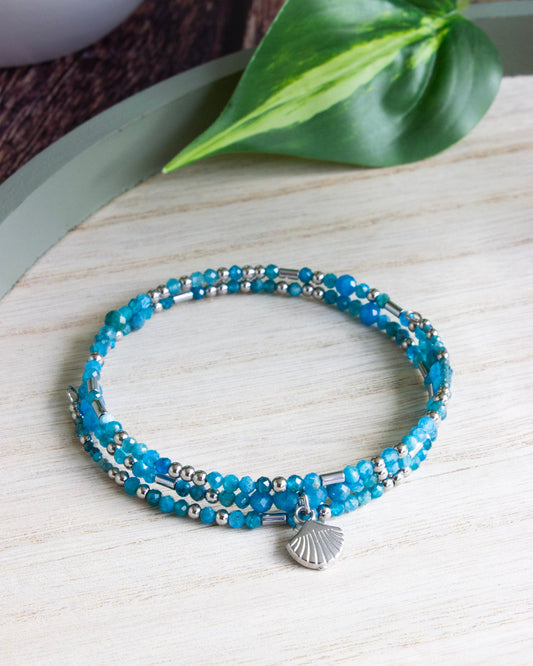 Wickelarmband "Seashell" | Apatit | Silber | Edelstahl | AW002