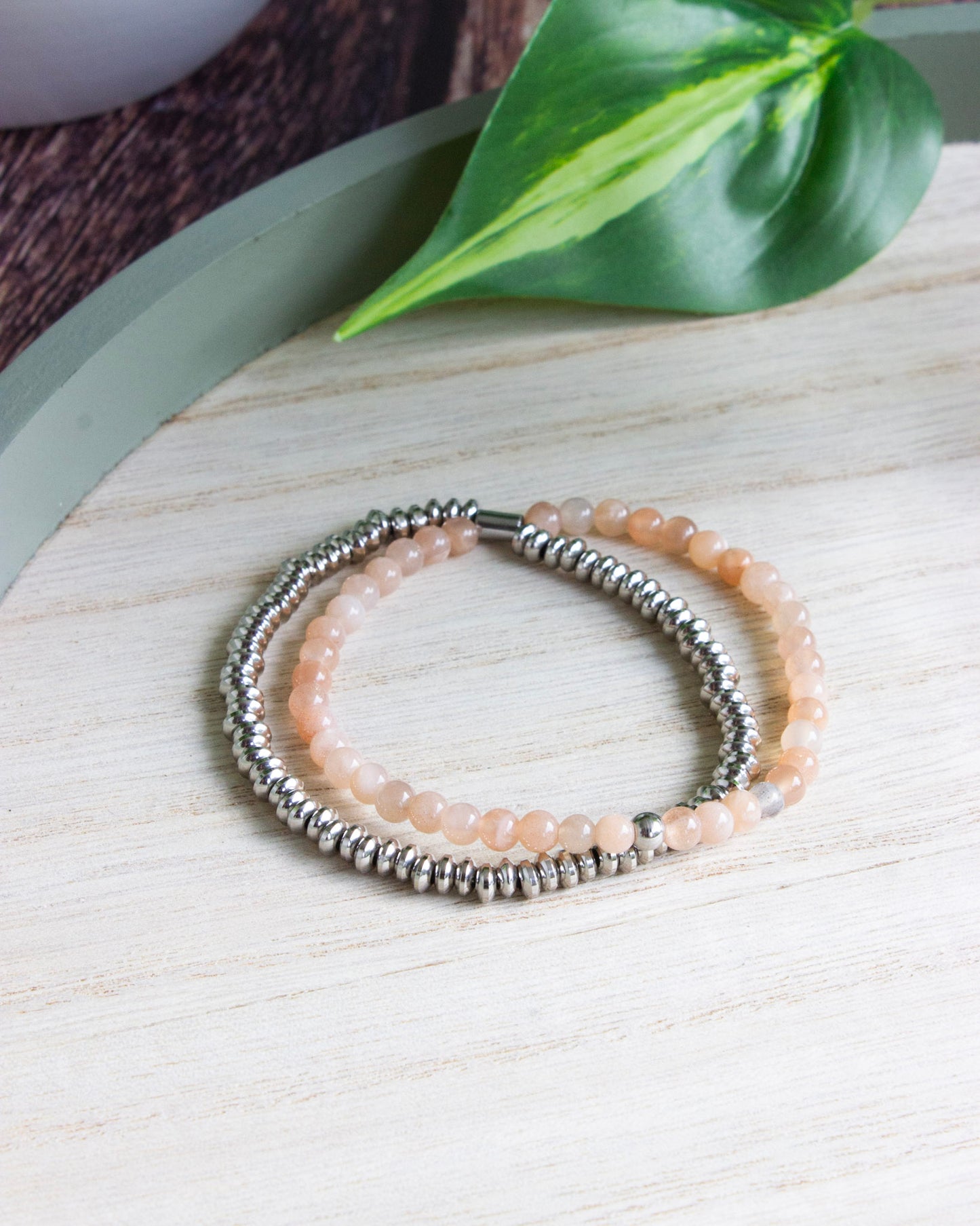 Layering Armband | Mondstein | Silber | Edelstahl | AE107