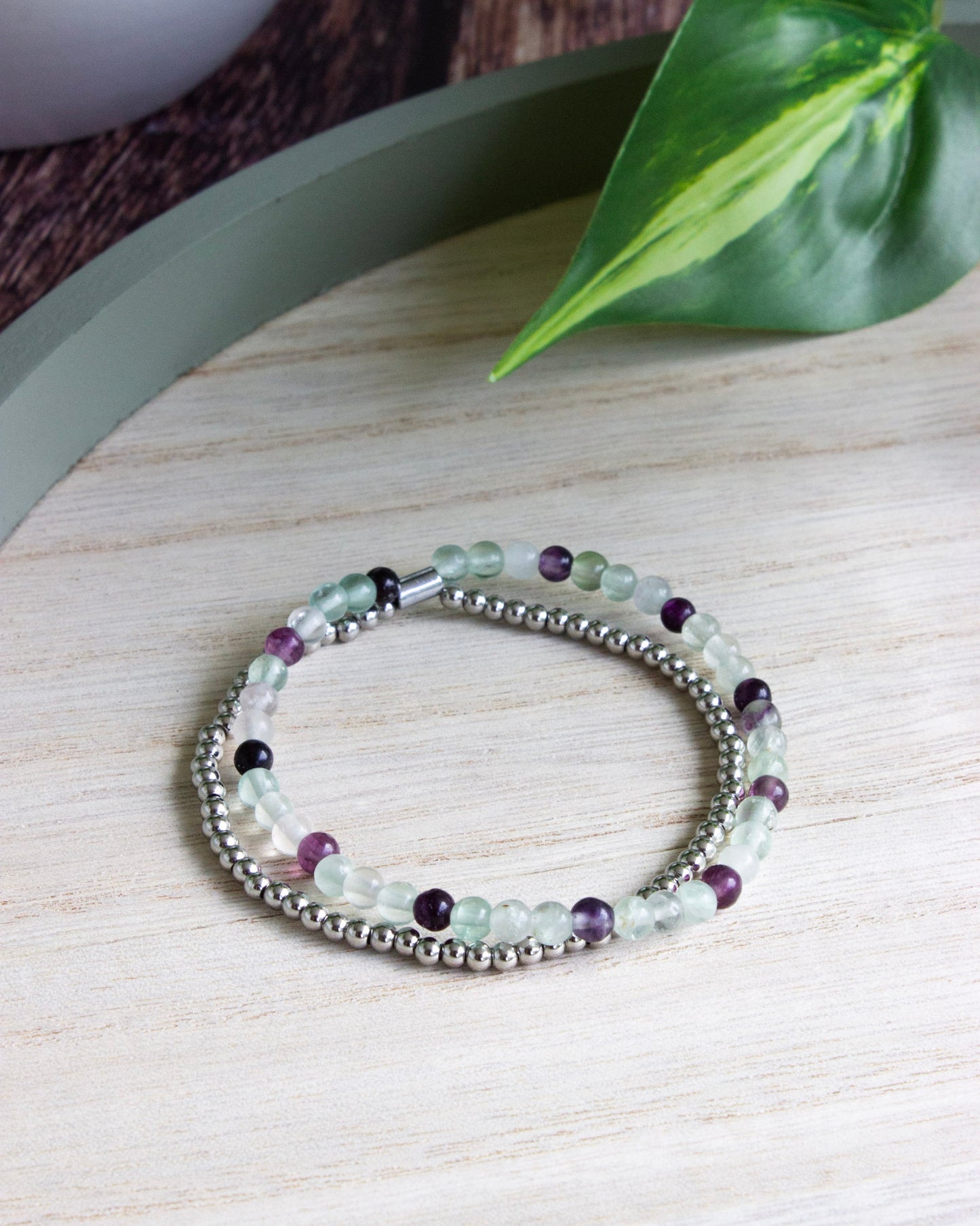Layering Armband | Fluorit | Silber | Edelstahl | AE109