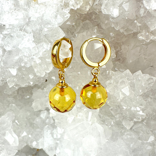 Bernstein Ohrringe facettierte Kugeln 39FK