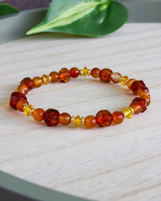 Armband | Bernstein & Karneol | Edelstahl | AE118