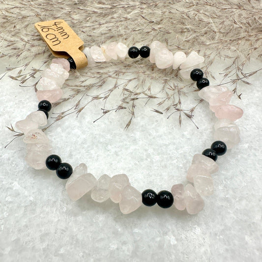 Armband Rosenquarz und Turmalin (AE081)