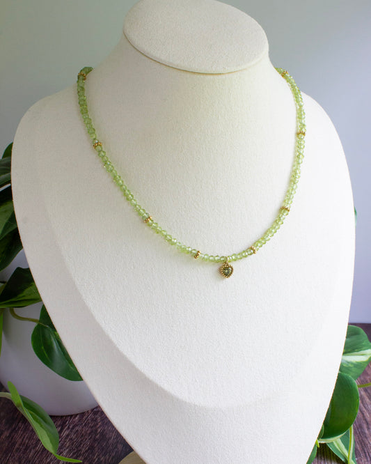 Kette | Herz | Peridot | Gold | Edelstahl | KP019