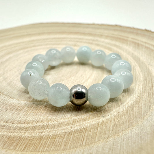 Perlenring Aquamarin