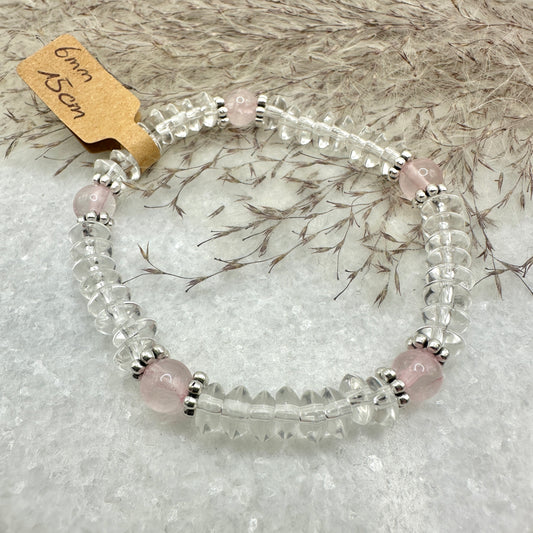 Armband Rosenquarz und Bergkristall (AE080)