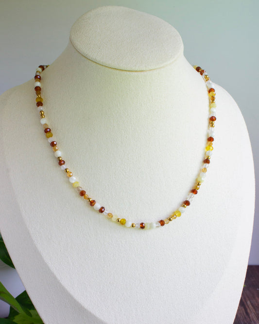 Kette | Honigopal Turmalin Hessonit | Gold | Edelstahl | KP021