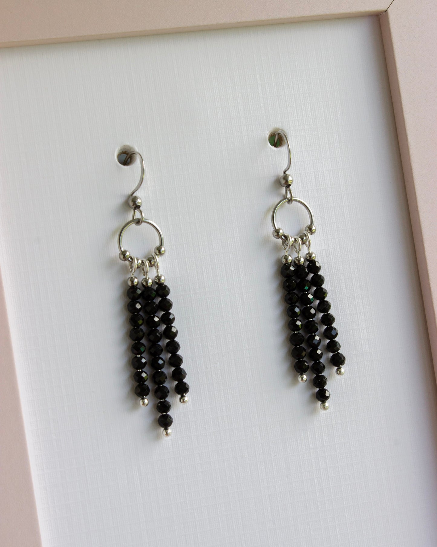 Ohrhänger | Boho | Schwarzer Turmalin | Silber | Edelstahl | OS039