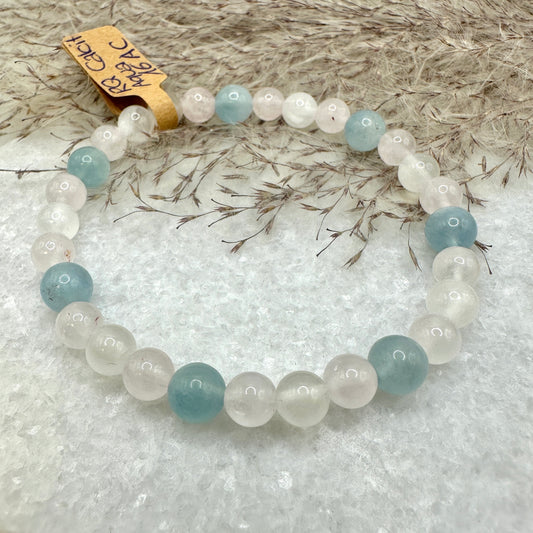 Armband Rosenquarz/Calcit/Aquamarin (AE075)