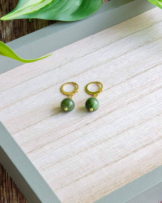 Ohrhänger | Nephrit Jade | Gold | Edelstahl | OS044