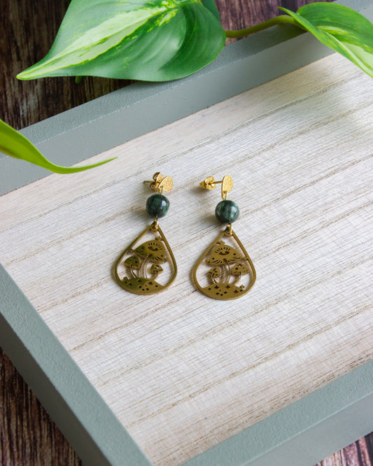 Ohrstecker | Mushroom | Seraphinit | Gold | Edelstahl | OS047