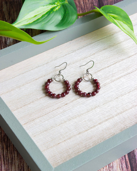 Ohrhänger | Granat | Silber | Edelstahl | OS042