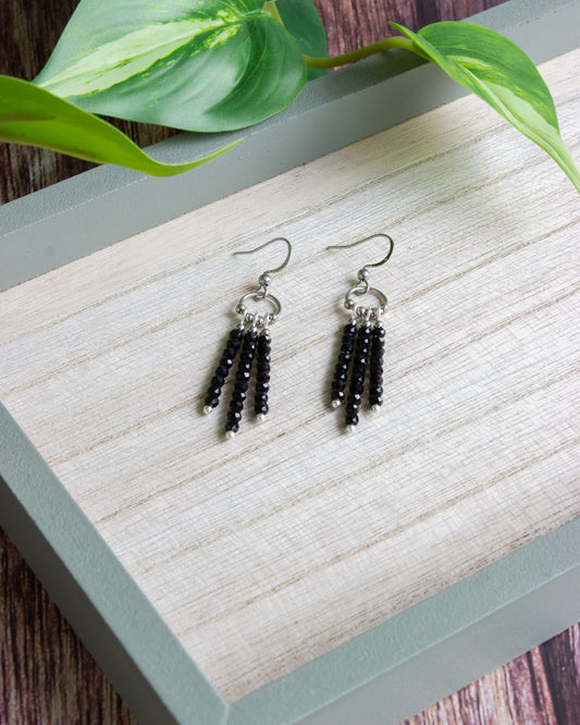 Ohrhänger | Boho | Schwarzer Turmalin | Silber | Edelstahl | OS039