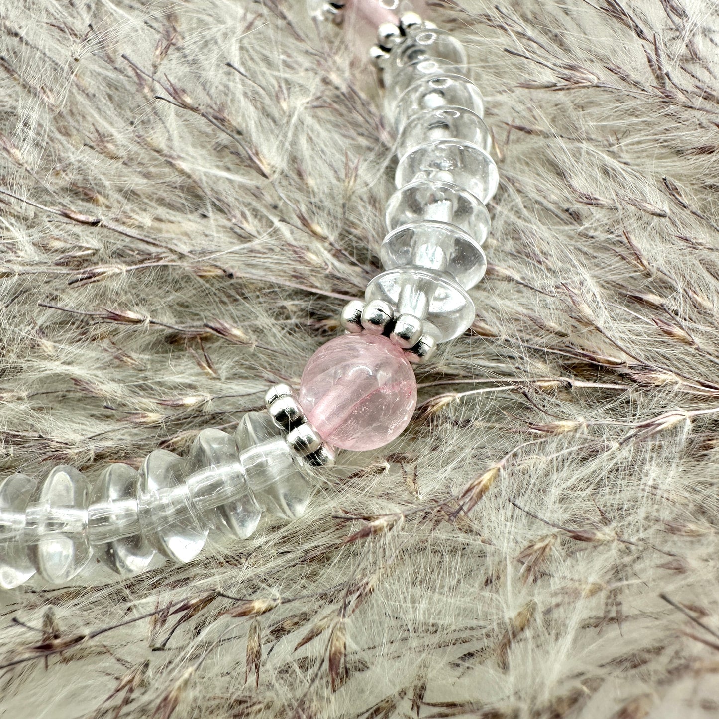 Armband Rosenquarz und Bergkristall (AE080)