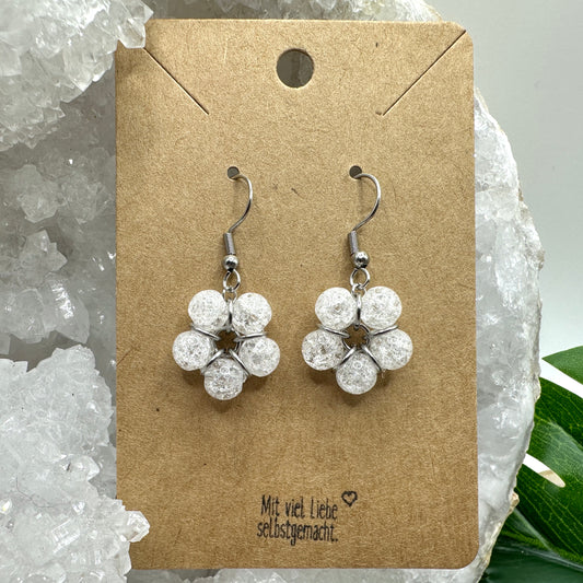 Ohrhänger Perlenblume Crackle Quarz (OS015)