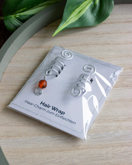 Hair Wrap | 2er Set | Bernstein | Silber | HW005