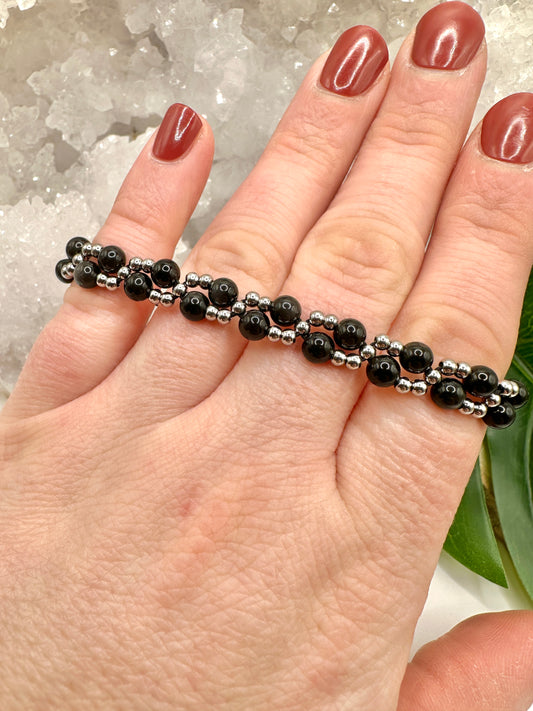 Beaded Armband Obsidian (AV013)