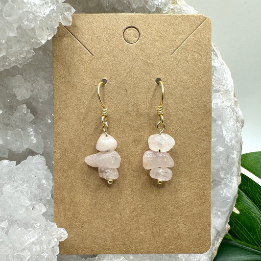 Ohrhänger Rosenquarzsplitter (OS026)