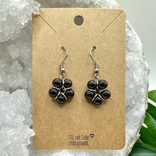 Ohrhänger Perlenblume Granat (OS019)