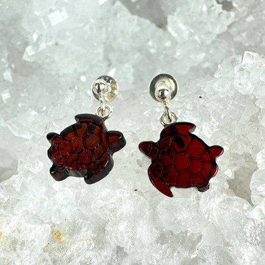 Bernstein Ohrringe Schildkröten dunkel 12SB