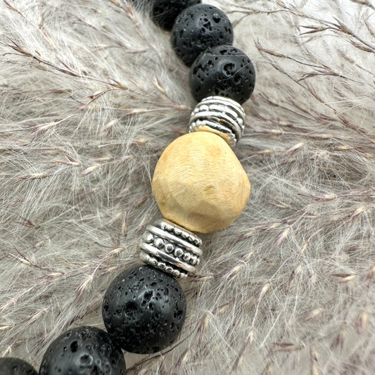 Baumperlen-Armband mit Lavastein (AE008)