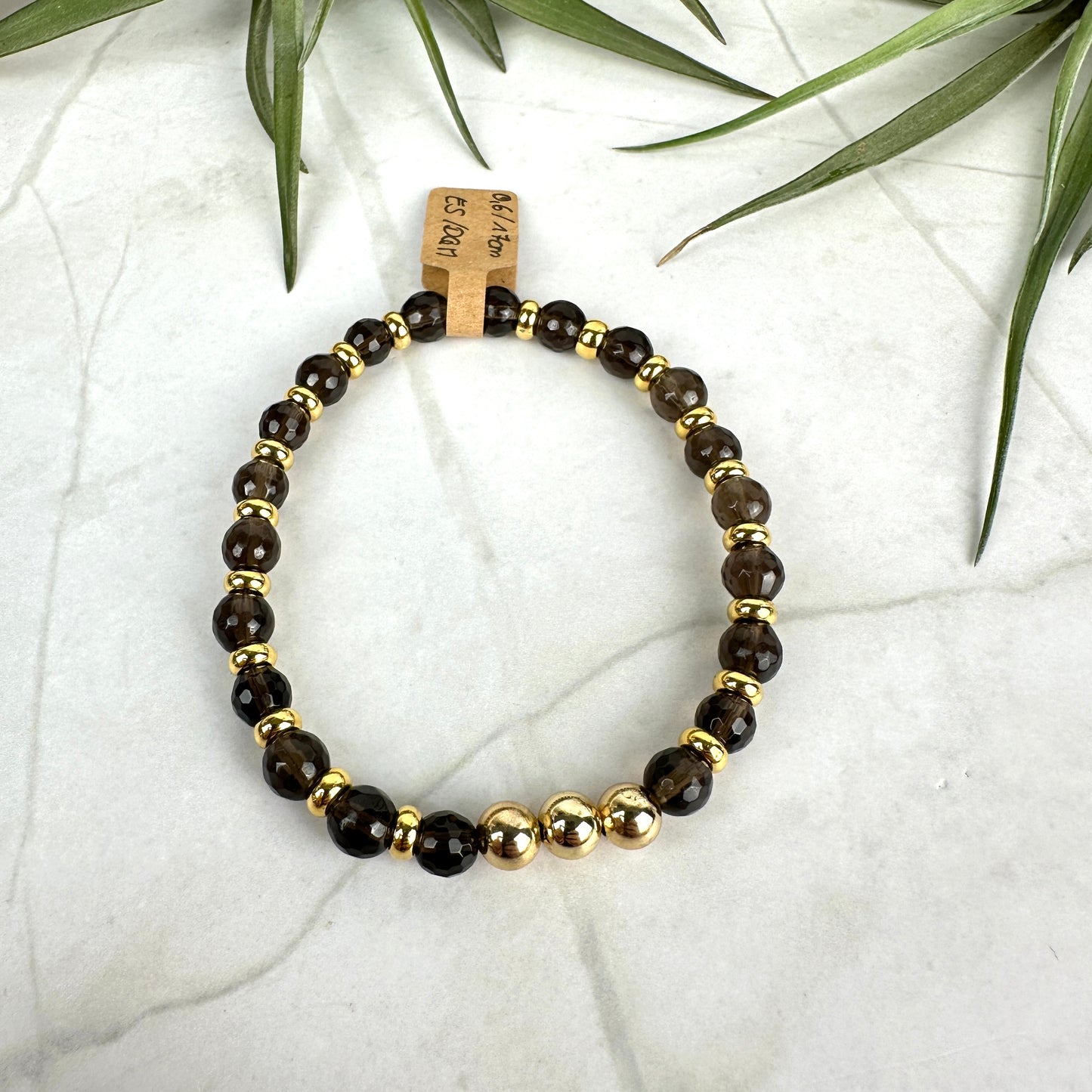 Kristallarmband Rauchquarz Gold (AE062)