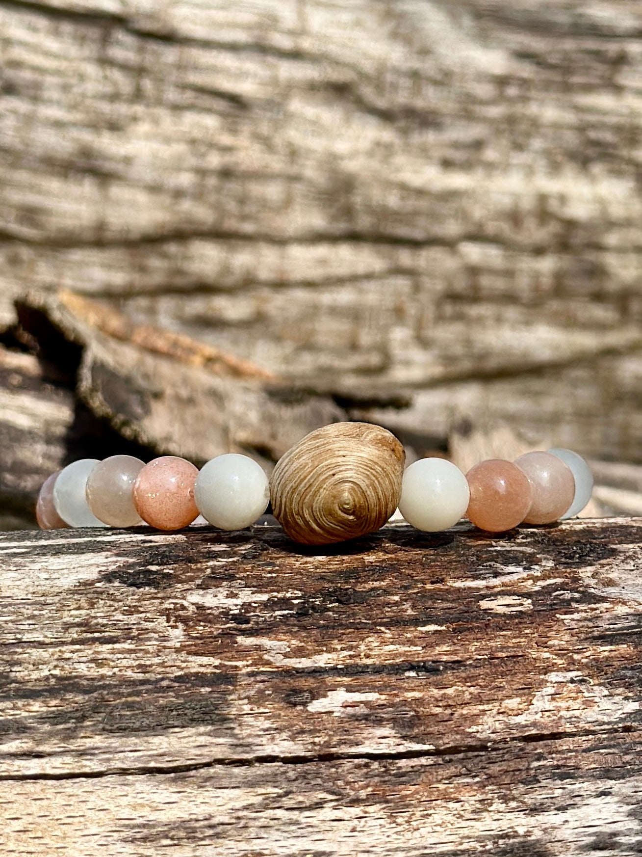 Baumperlen-Armband mit Mondstein