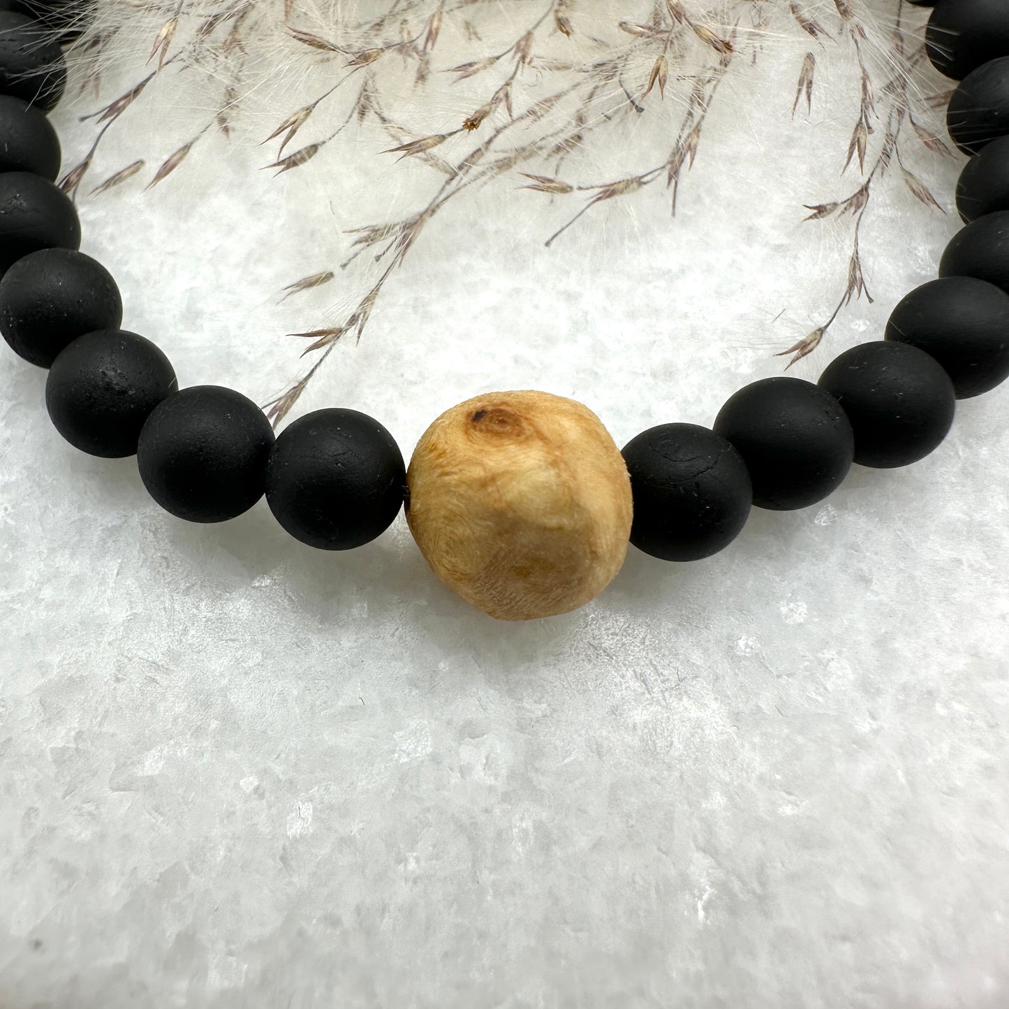 Baumperlen-Armband mit Turmalin (AE009)
