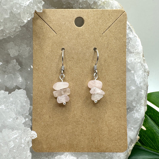 Ohrhänger Rosenquarzsplitter (OS025)