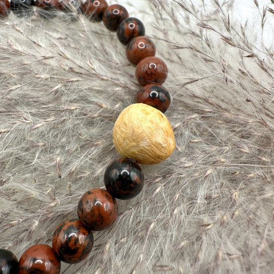 Baumperlen-Armband mit Mahagoni Obsidian (AE010)