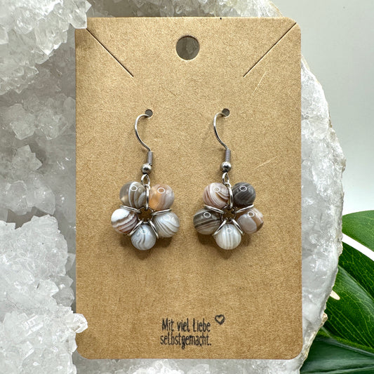 Ohrhänger Perlenblume Botswana Achat