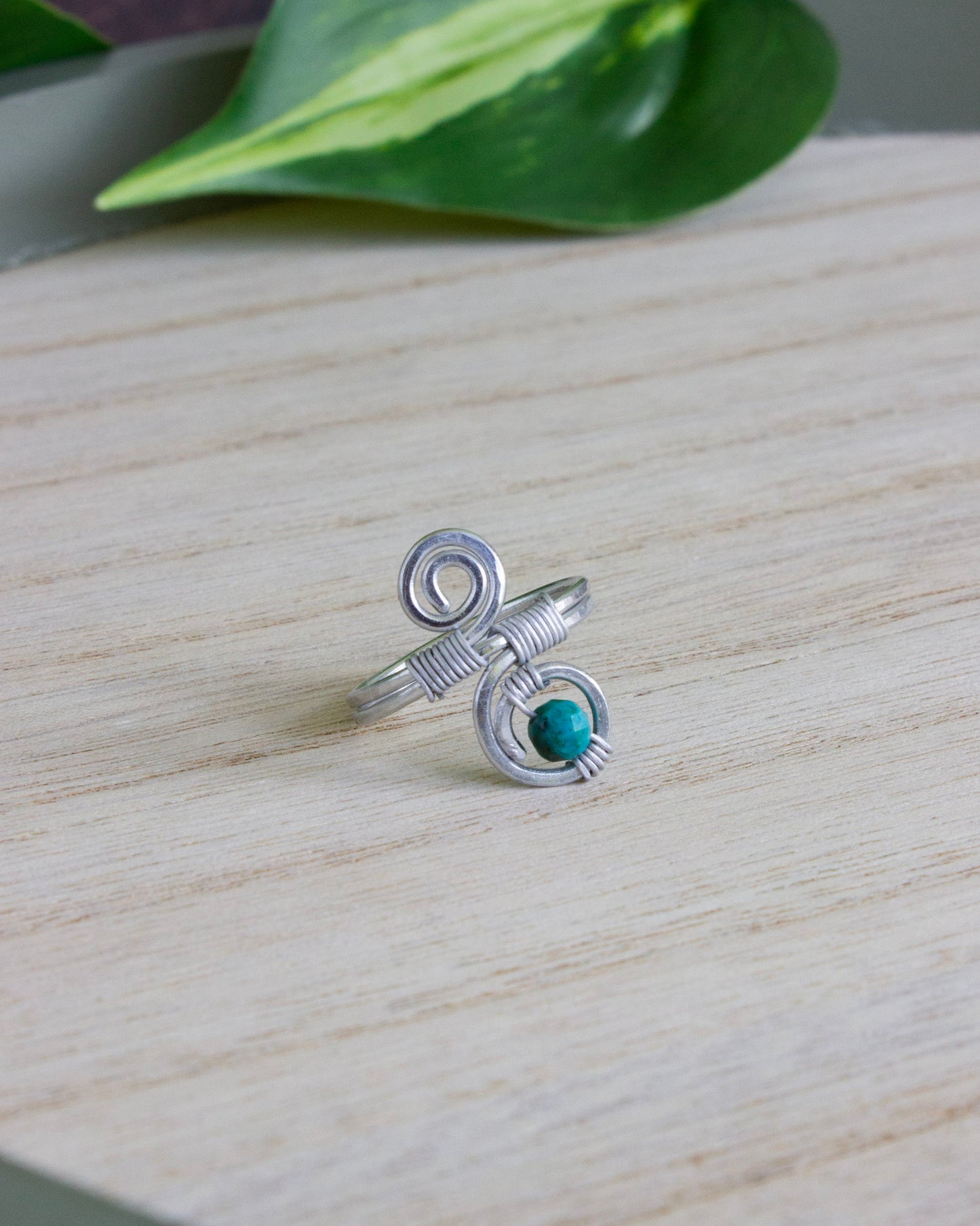 Ring aus Aluminiumdraht | Chrysokoll | Silber | RD002