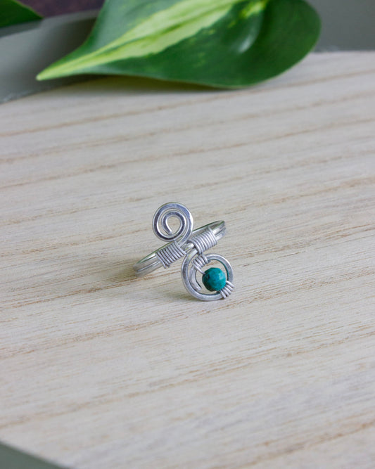 Ring aus Aluminiumdraht | Chrysokoll | Silber | RD002