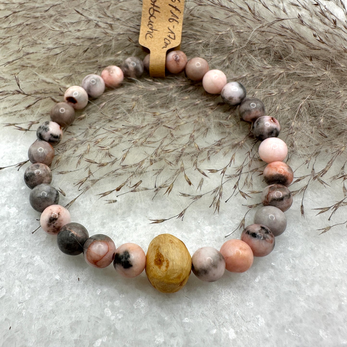 Baumperlen-Armband mit Pink Jasper