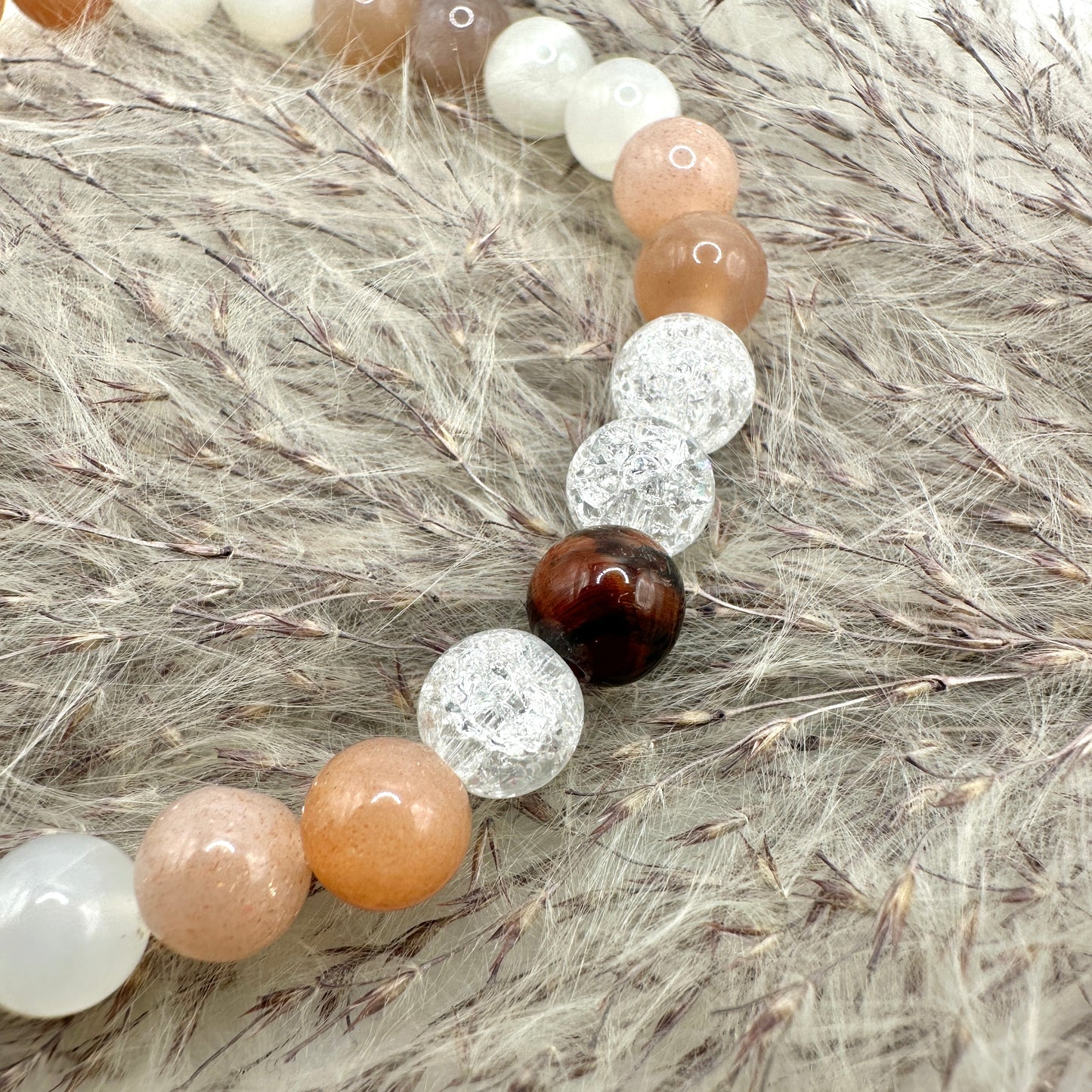 Armband Mondstein/Tigerauge/Bergkristall (AE073)