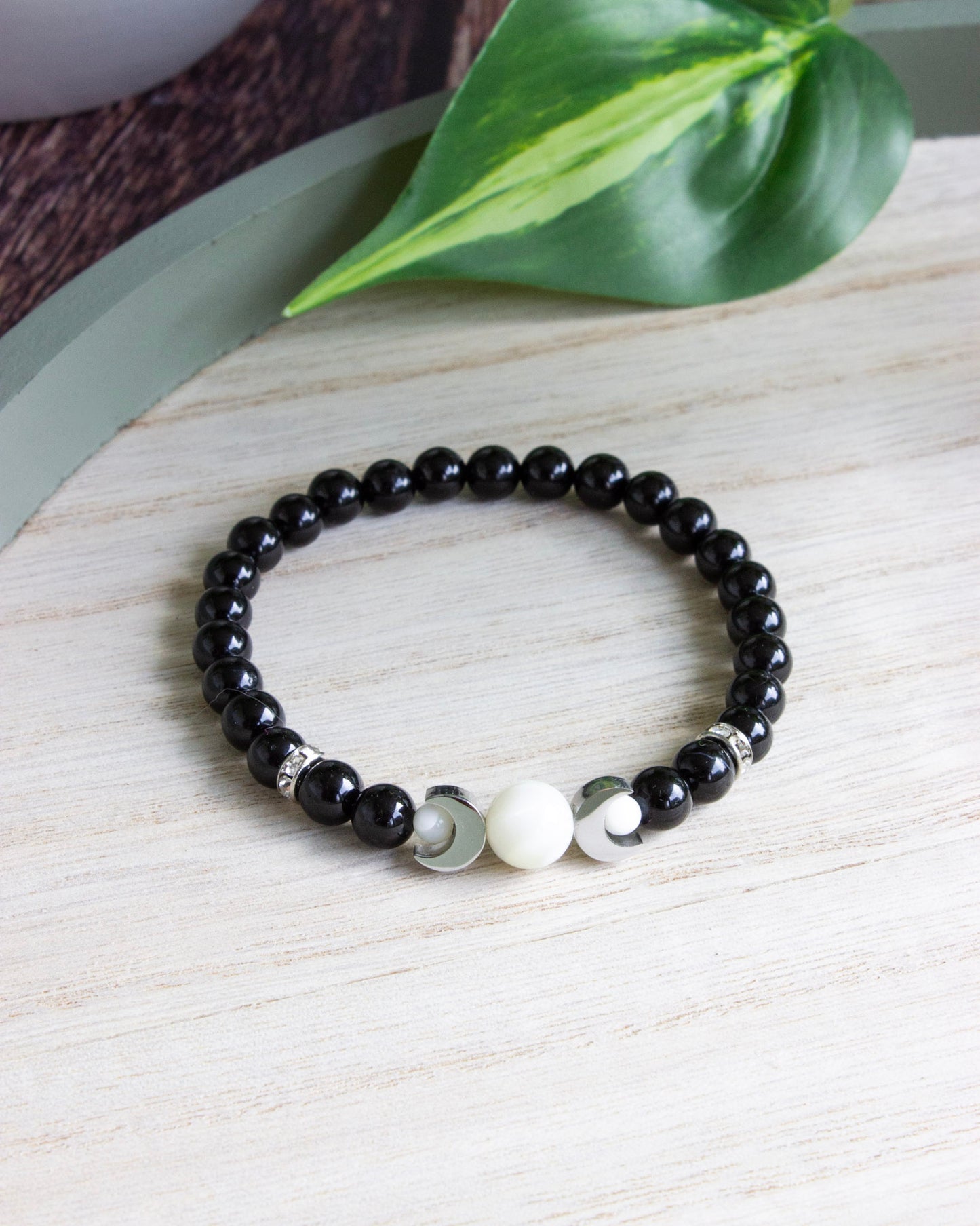 Armband | Mondphasen | Perlmutt & Turmalin | Edelstahl | AE111