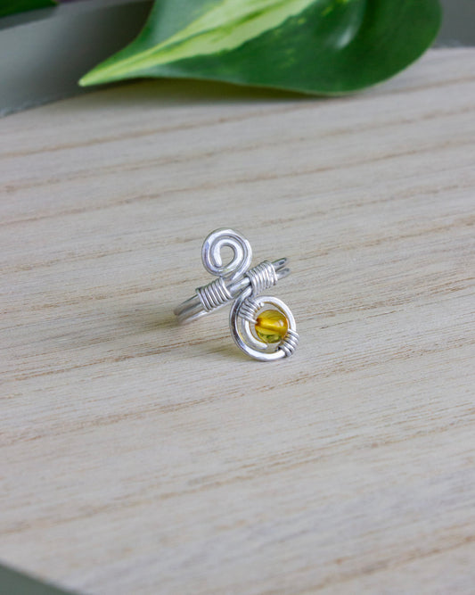 Ring aus Aluminiumdraht | Bernstein | Silber | RD005