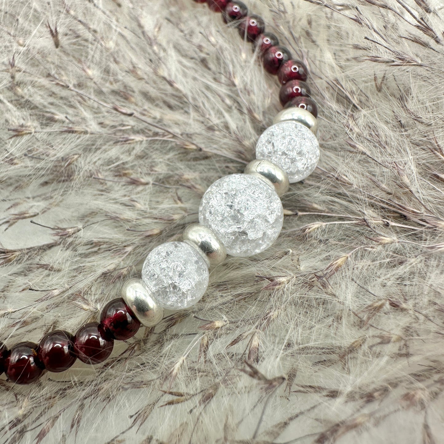 Armband Bergkristall und Granat (AE082)