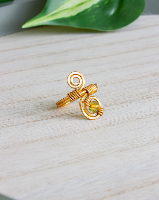 Ring aus Aluminiumdraht | Bernstein | Gold | RD004
