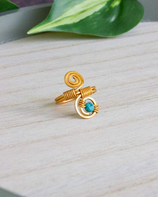 Ring aus Aluminiumdraht | Chrysokoll | Gold | RD001