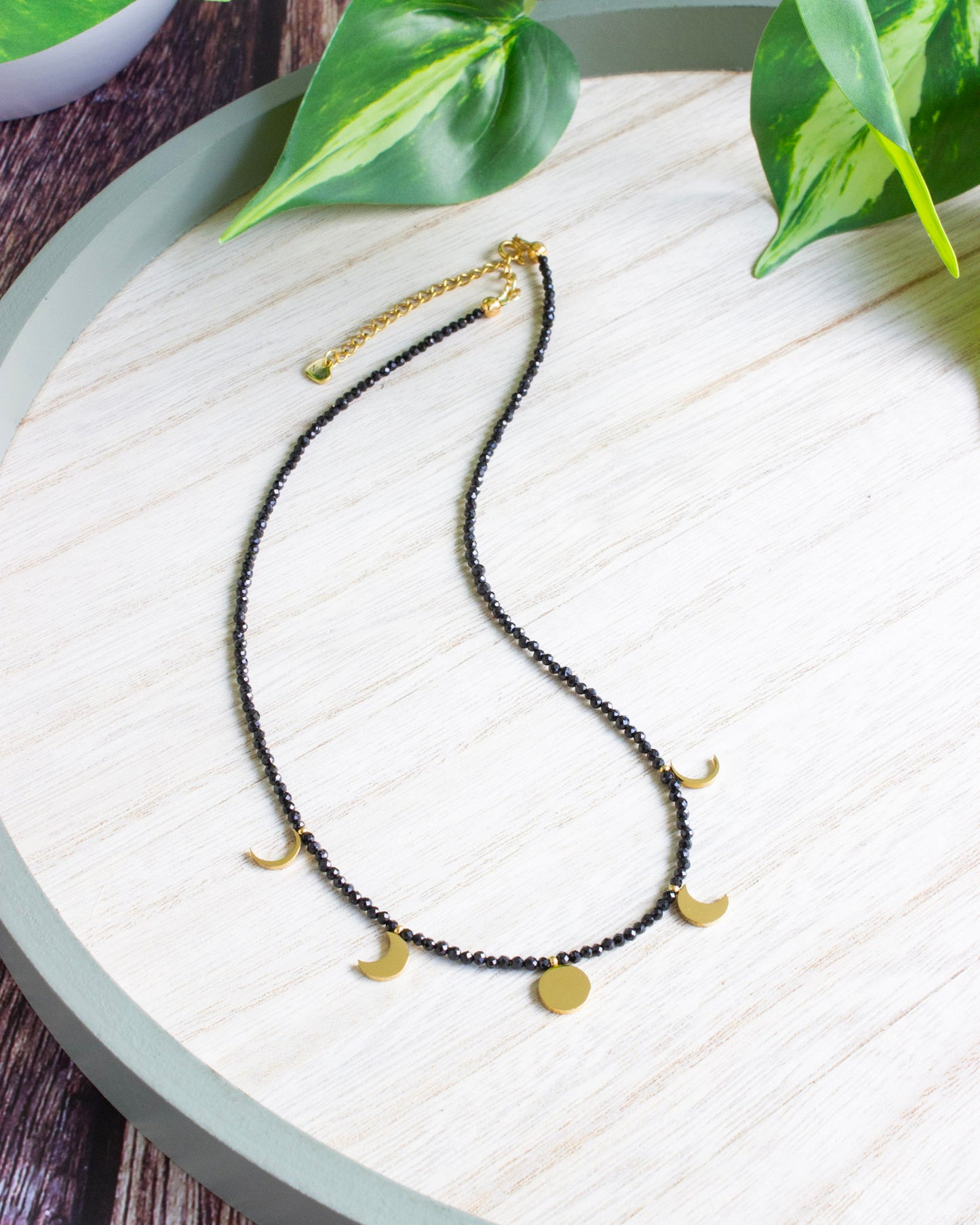 Kette Mondphase | Spinell | Gold | Edelstahl | KP017